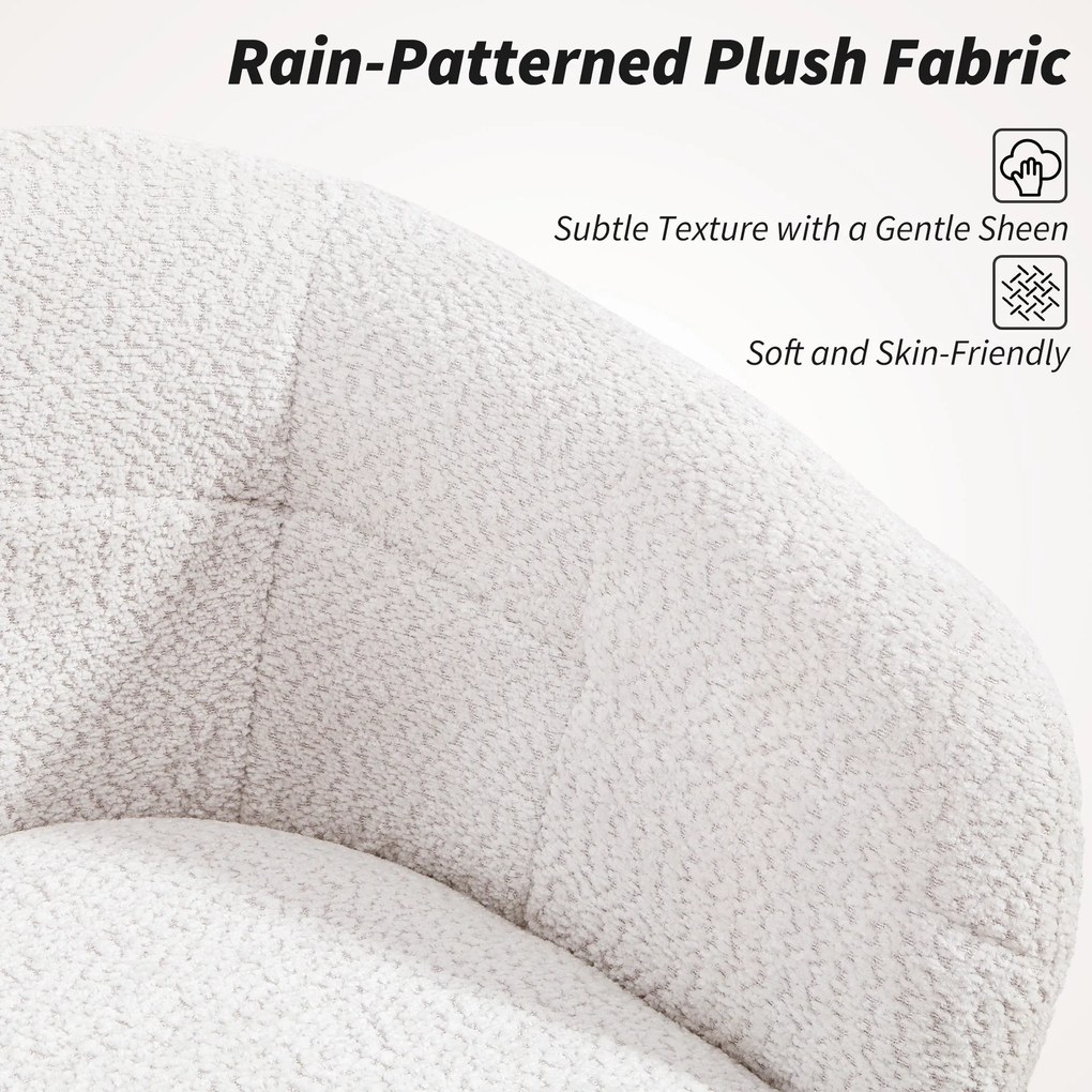 HOMCOM Fotel biurowy z tapicerką z aksamitu, designem wanny, krzesło obrotowe na kółkach, stalowa podstawa, kremowy+czarny