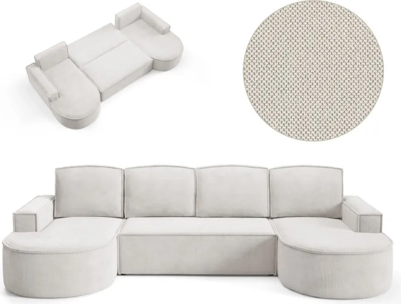 Narożnik MOLLY XL wolnostojący układ U z funkcją spania w tkaninie Curio 02 DomoHome