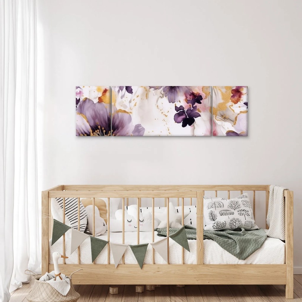 Obraz - Kwiaty akwarelowe (170x50 cm)