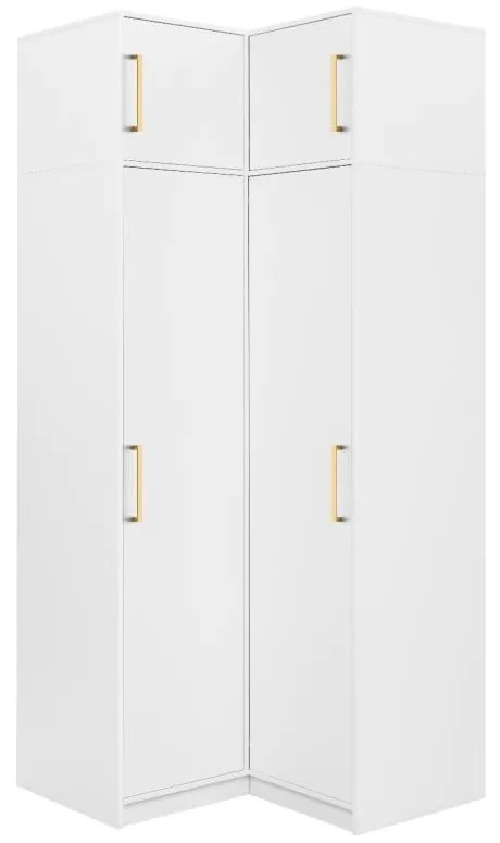 Szafa narożna 2-drzwiowa - szer. 115 cm - Biały + Nadstawka - LIZANDRO