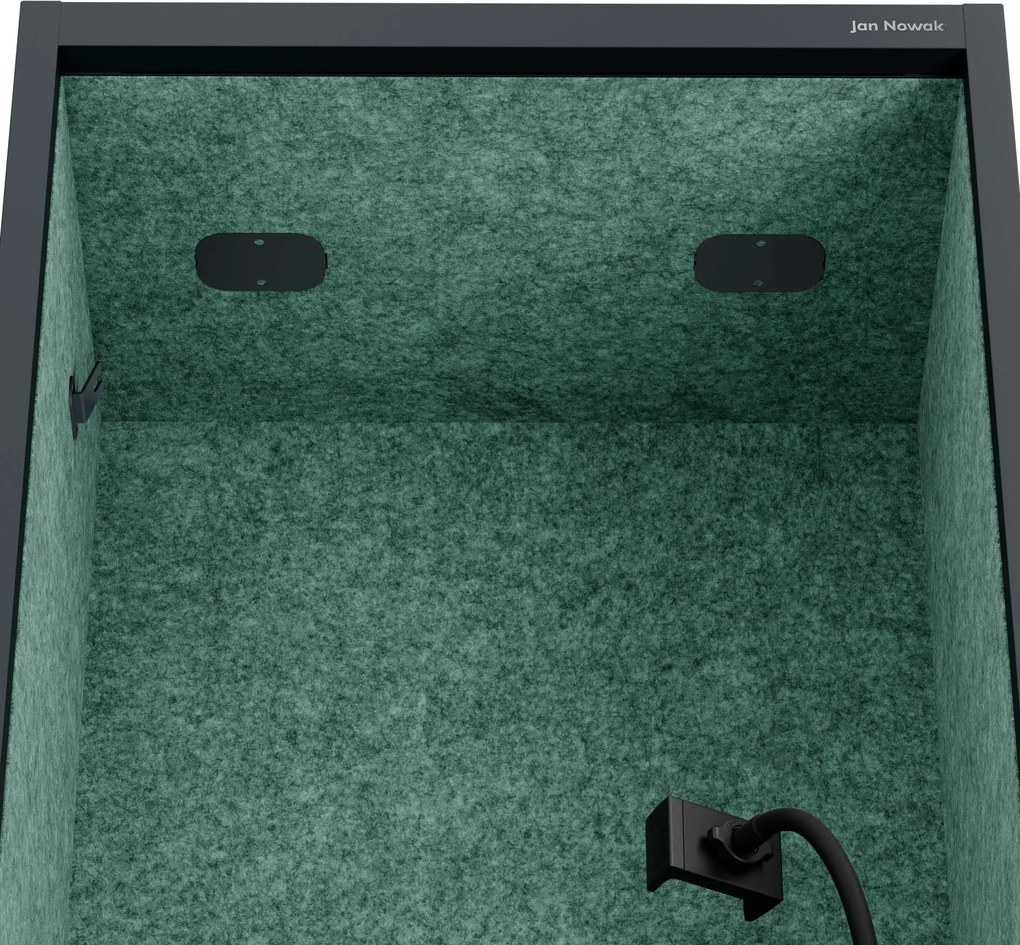 Szafa z siedziskiem i strefą wyciszenia SALLY MentalBox, antracytowy korpus, zielone siedzisko, 1850 x 600 x 400 mm