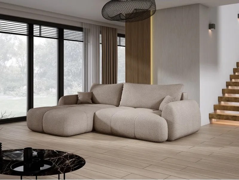 Narożnik COCO z funkcją spania, poduszkami i pojemnikiem NowOrNever 16 Cappucino