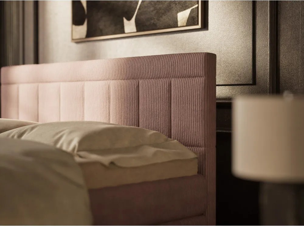 Fioletowe łóżko kontynentalne ze schowkiem 180x200 cm Caya – Maison de Rêve