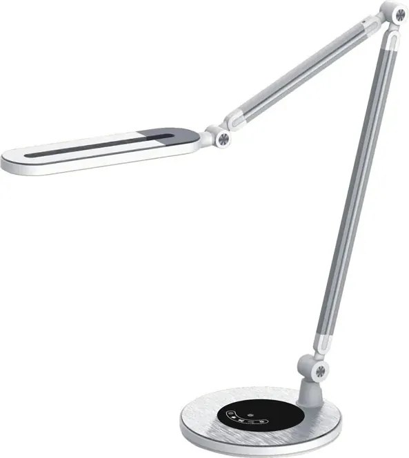 Srebrna lampka na biurko LED z panelem A6-S21