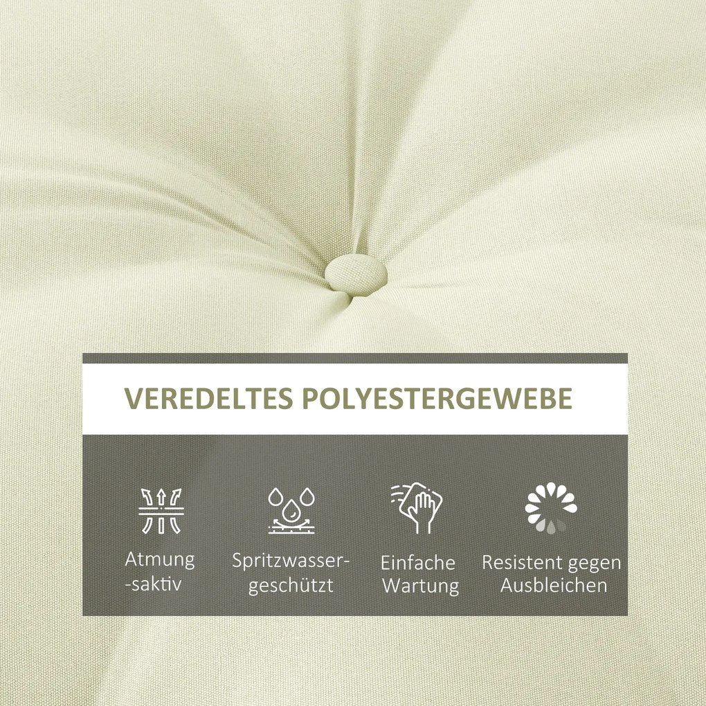 Outsunny Poduszka siedziska, poduszka siedziska, poduszka na krzesło, z guzikami, 80 cm x 80 cm x 10 cm, kremowy