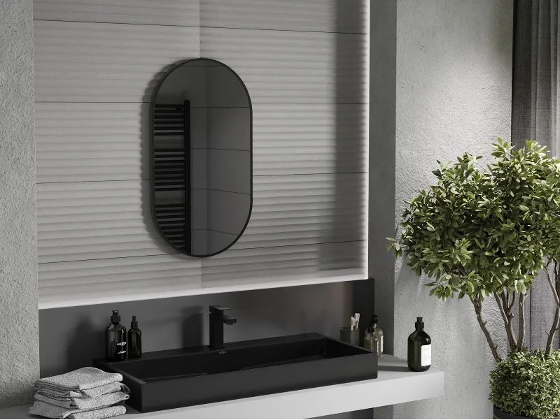 Mexen Loft lustro łazienkowe owalne 80 x 45 cm, rama czarna - 9851-080-045-000-70