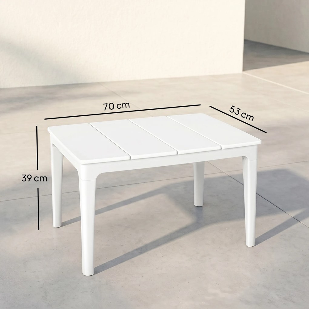 Outsunny Stolik Pomocniczy 70 x 53 cm Odporny na Warunki Atmosferyczne z Tworzywa Sztucznego, Prostokątny, Udźwig 35 kg, Kremowobiały | Aosom PL