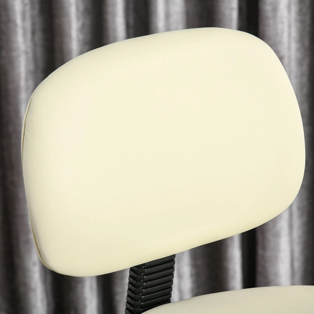 HOMCOM Stołek barowy Obrotowe krzesła barowe regulowane z oparciem tapicerowanym PU beżowy