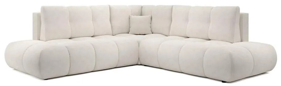 Rozkładany narożnik tapicerowany ALMADA z pojemnikiem, w układzie L, prawy, beżowy