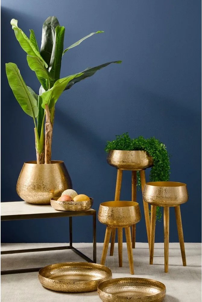 Metalowe ręcznie wykonane osłonki na doniczki zestaw 3 szt. ø 37,5 cm Varanasi – Bizzotto