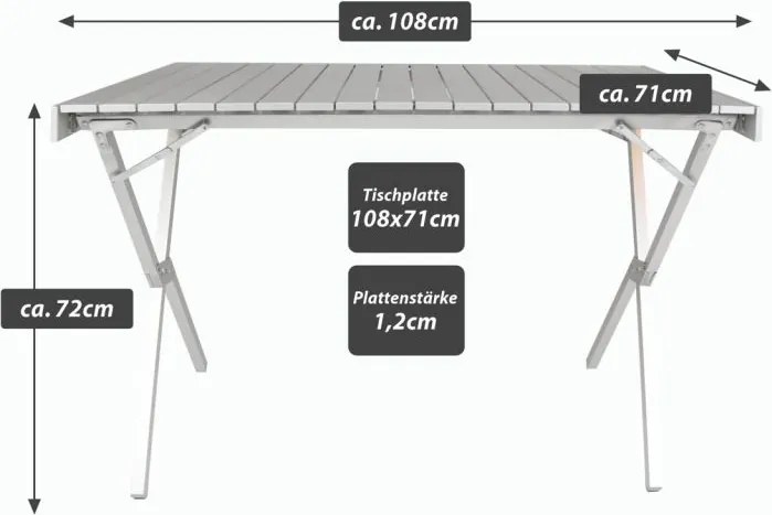 Stół kempingowy z torbą, aluminiowy, szary, 108 x 71 x 72 cm
