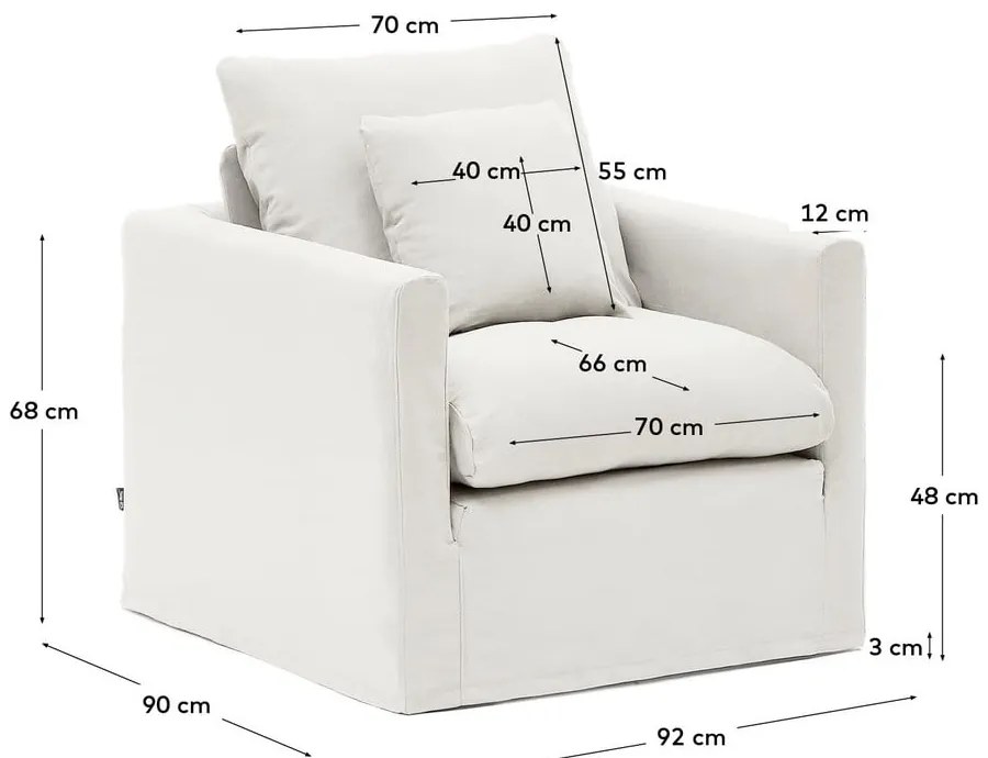 Biały lniany fotel Nora – Kave Home