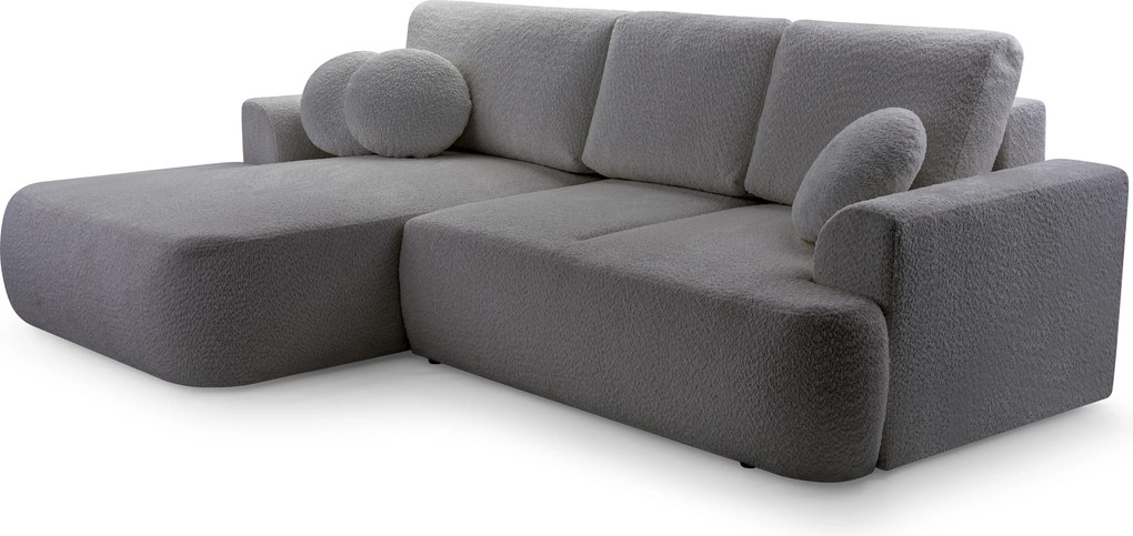 Masseno Narożnik FILO z funkcją spania i pojemnikiem na pościel Narozniki L, Rozkładana sofa - Szary, CORAL 80