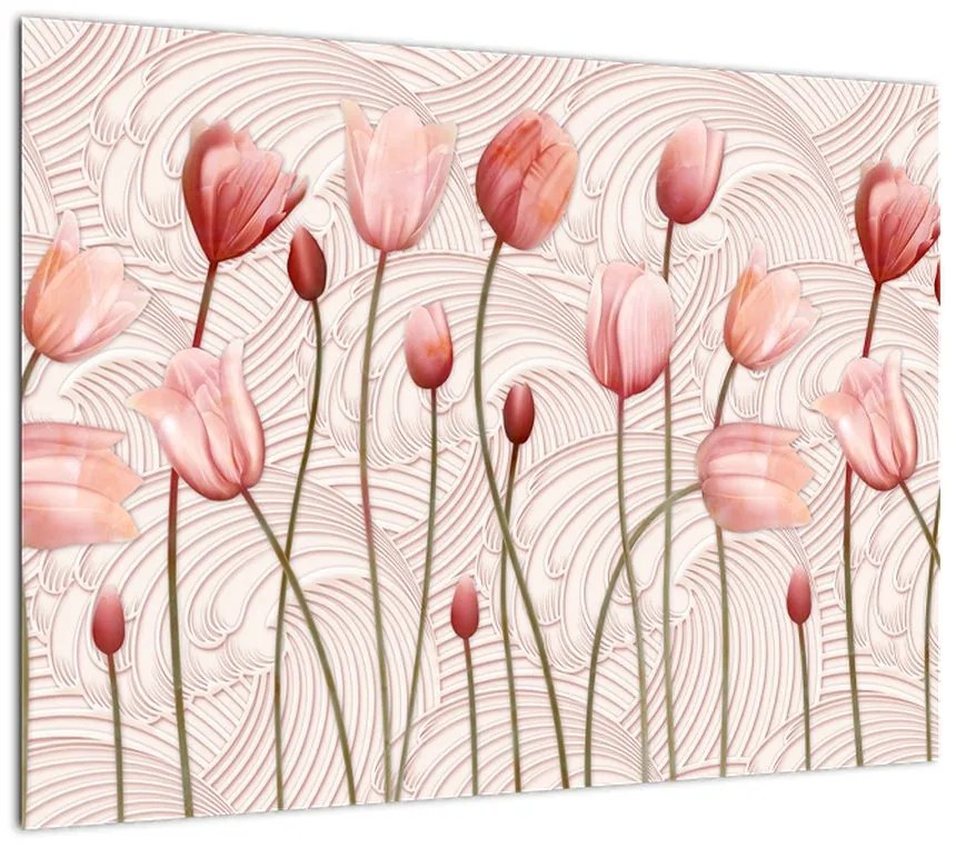 Obraz na szkle - Różowe tulipany (70x50 cm)