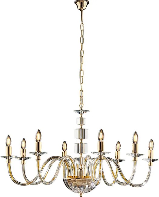 Żyrandol Franz Gold z przezroczystym szkłem i kryształkami 8 świateł 116 Ø96 BL275-8-OR