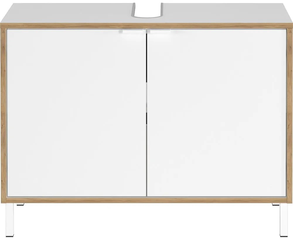 Biała wysoka szafka pod umywalkę 80x60 cm Topeka – Germania