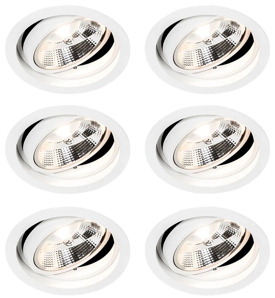 Zestaw 6 Nowoczesna oprawa wpuszczana okrągła biała regulowana - Chuck 111