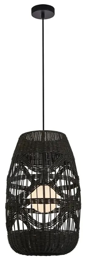 Czarna lampa wisząca z plecionym kloszem - K397 M2-L31
