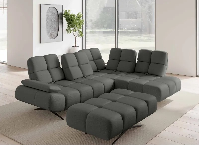 Nowoczesna pufa PRADO Soft Lux w tkaninie CURIO 93 WERSAL