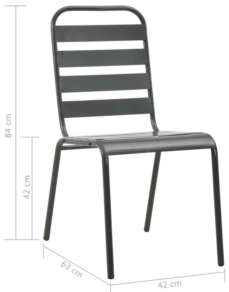 Zestaw szarych metalowych krzeseł ogrodowych K2-D58