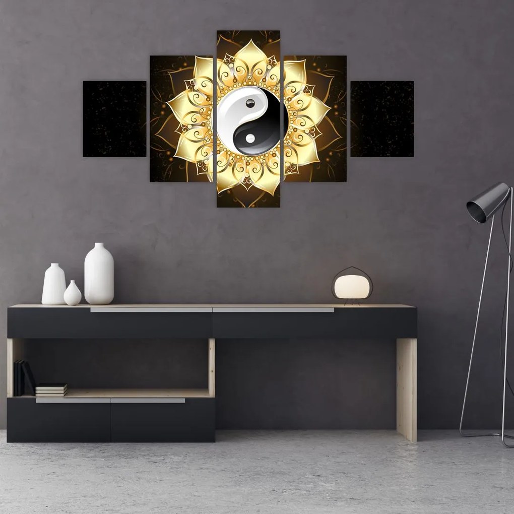 Obraz - Złoty Yin-Yang (125x70 cm)
