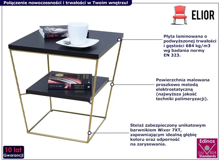Stolik kawowy w stylu glamour czarny - Celia 3X