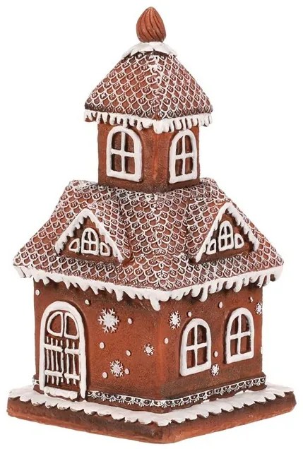 Dekoracja świąteczna Domek z piernika, polyresin, LED, brązowy