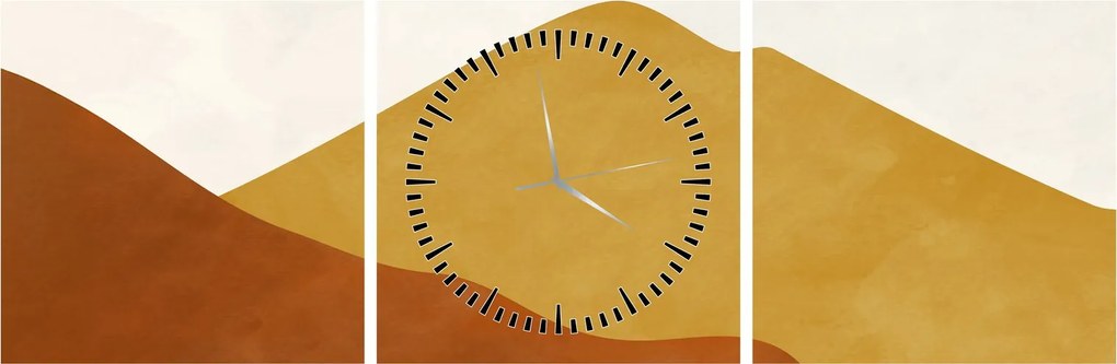Obraz - Góry akwarelowe N⁰1 (z zegarem) (90x30 cm)