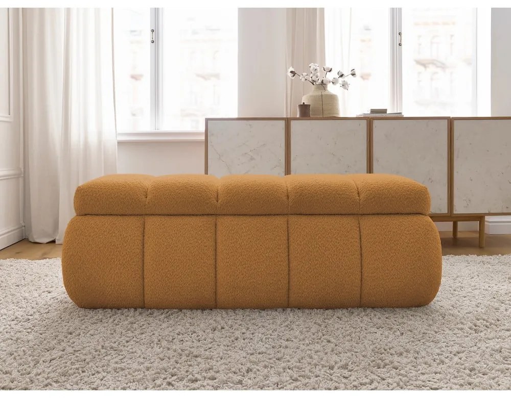 Ławka z materiału bouclé w kolorze ochry – Bobochic Paris