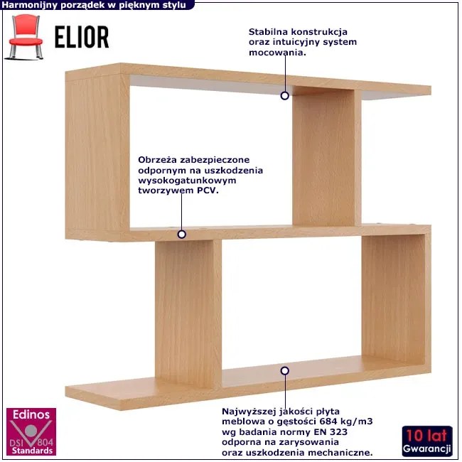 Minimalistyczna półka ścienna w kolorze buk - Keller