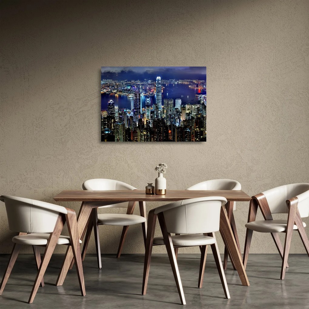 Obraz na szkle drapaczy chmur w nocy (70x50 cm)