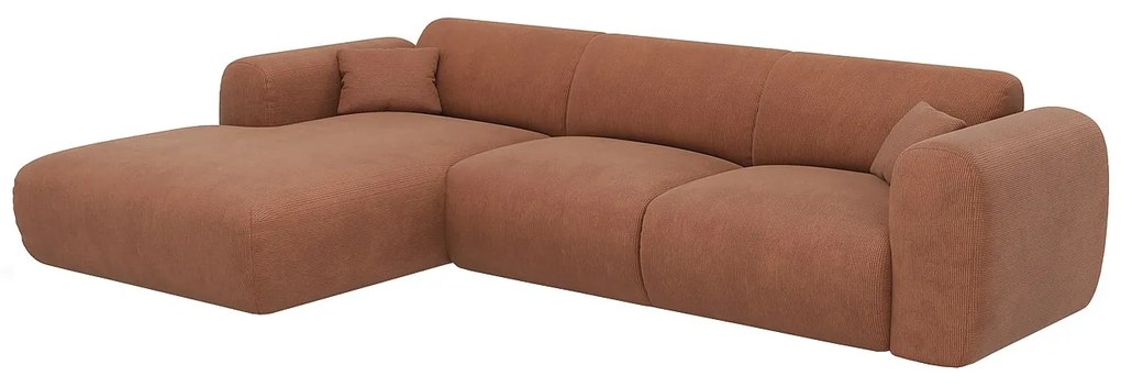 Kanapa narożna lewostronna dużych rozmiarów z terakotowego weluru - POGNI marki Maison Céphy