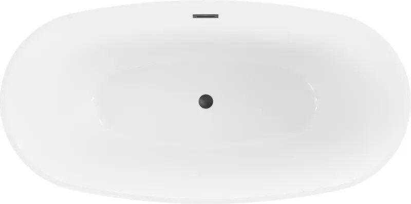 Mexen Eris wanna wolnostojąca 180 x 80 cm, biała, przelew czarny - 53441808000-70