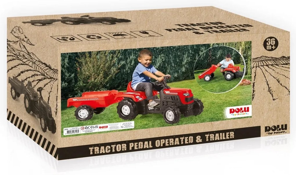 Kopalnia Traktor na pedały Ranchero z przyczepą,czerwony