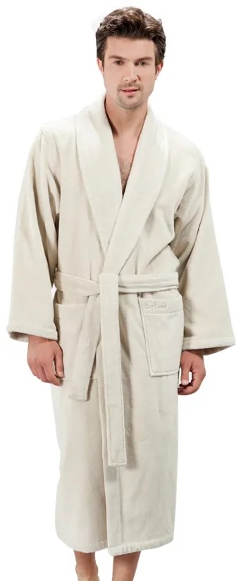 Unisex szlafrok MICRO COTTON Jasnobeżowy M