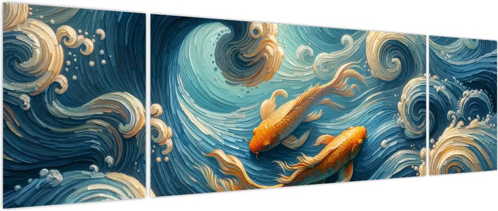 Obraz - Złote rybki (170x50 cm)