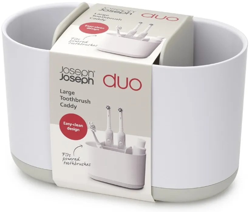 Biały plastikowy kubek na szczoteczki do zębów Duo – Joseph Joseph