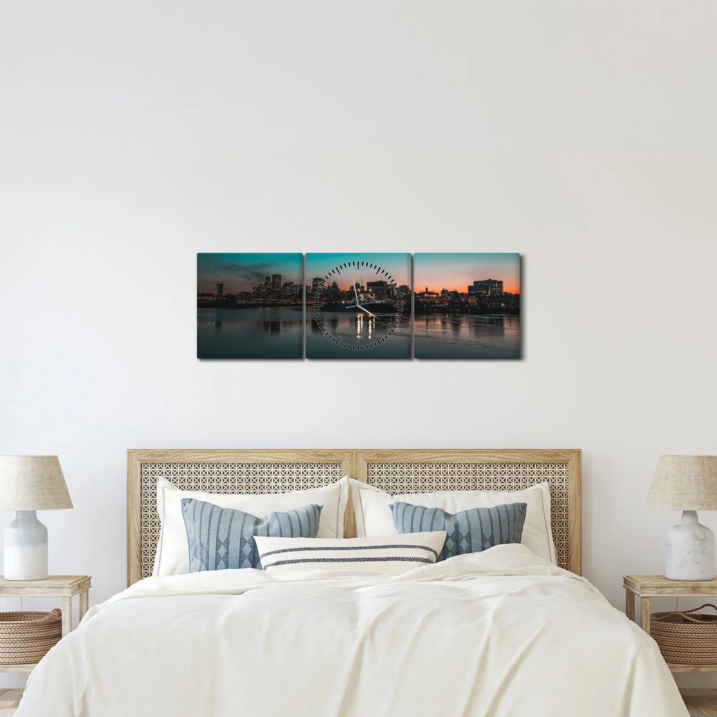 Obraz dużego miasta (z zegarem) (90x30 cm)