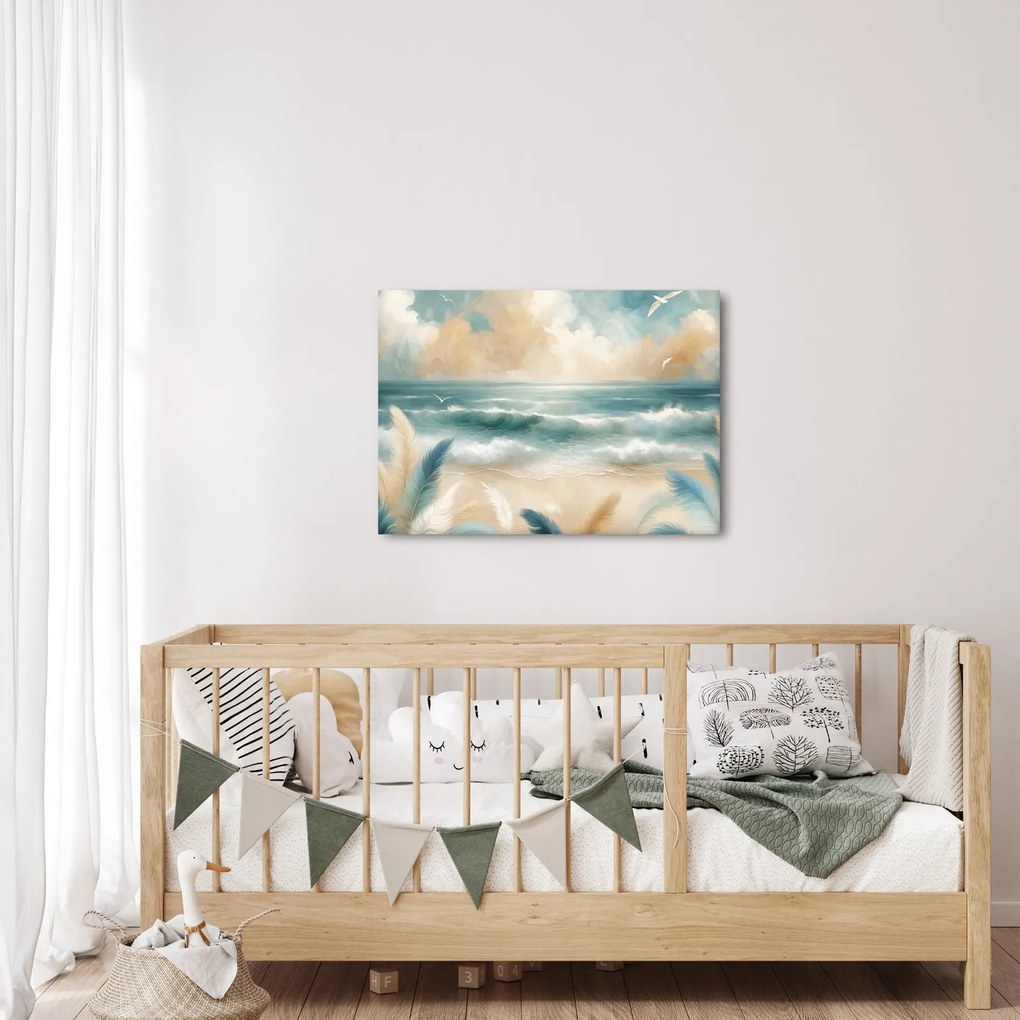 Obraz – Malowana plaża w delikatnych kolorach (70x50 cm)