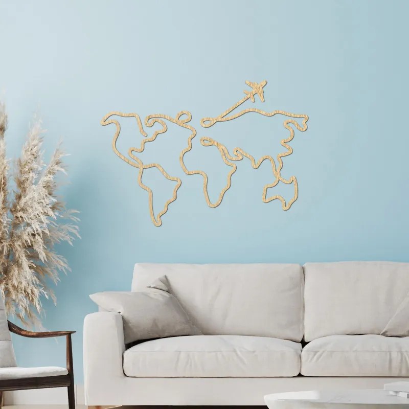 Designerska drewniana mapa świata na ścianę | WorldLines
