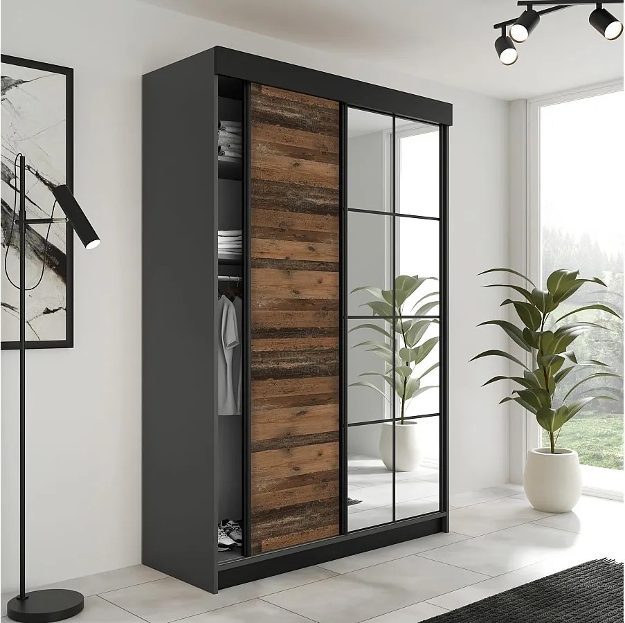 Szafa Przesuwna LAMARO 138 Grafit/Old Style