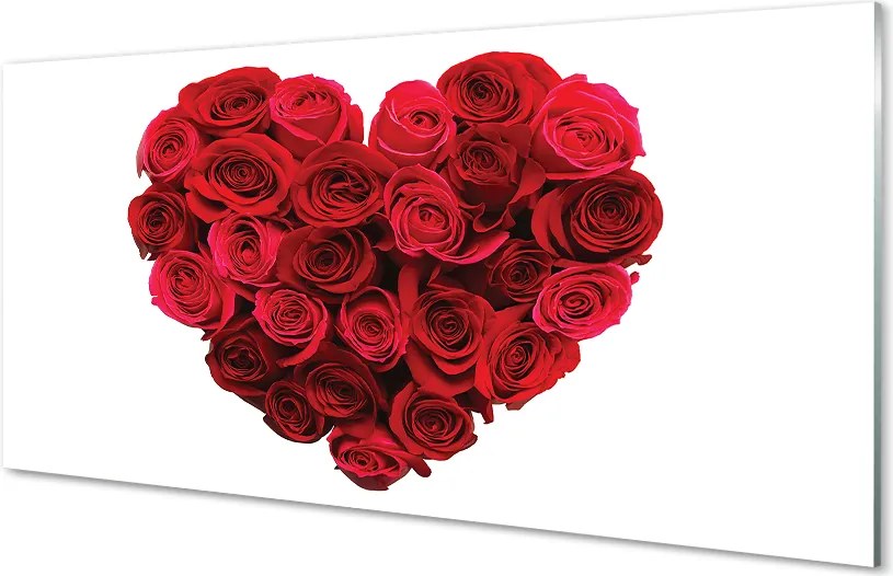 Szklany Panel Serce z Czerwonych Róż