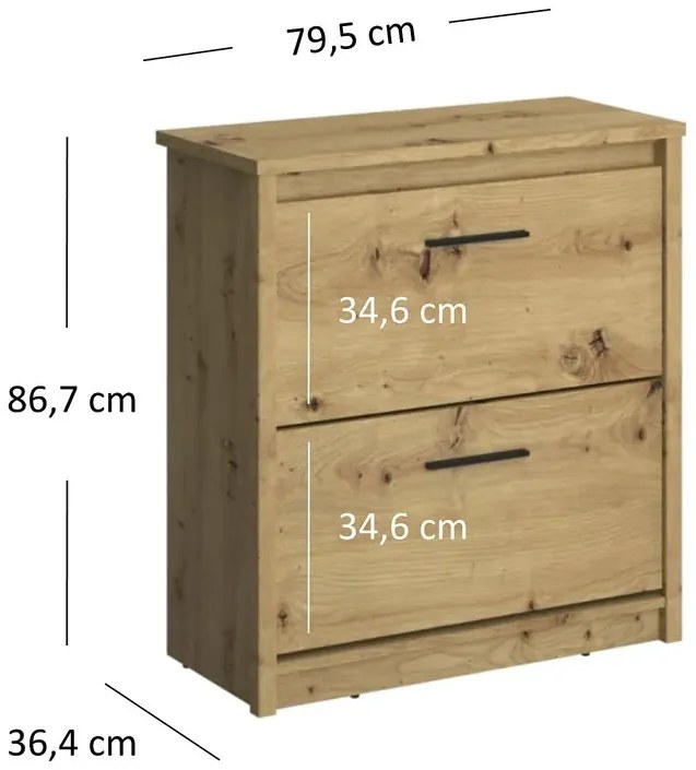 Uchylna szafka na buty dąb artisan - Toreso 23X