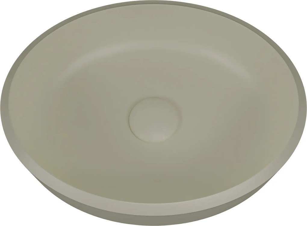 Umywalka z konglomeratu nablatowa okrągła beżowa 40 cm RONA beige : Wykończenie - w połysku