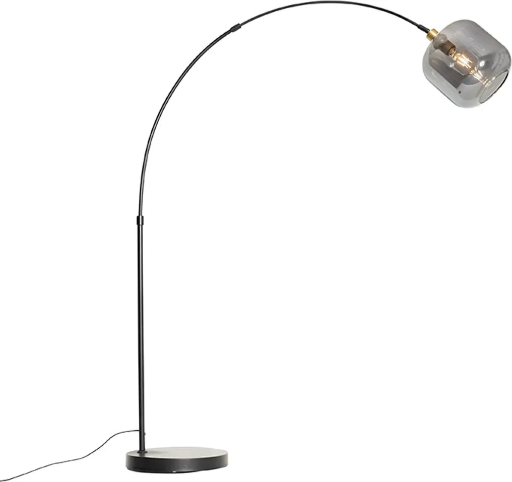 Lampa łukowa czarna ze złotem i dymionym szkłem - Zuzanna