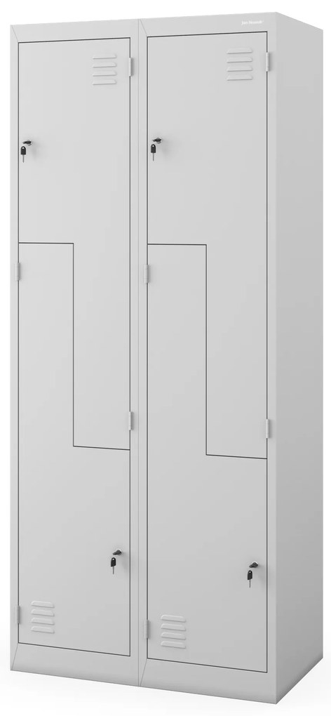 Szafa socjalna BHP na odzież czterokomorowa JULIA, 800 x 1850 x 450 mm, szara