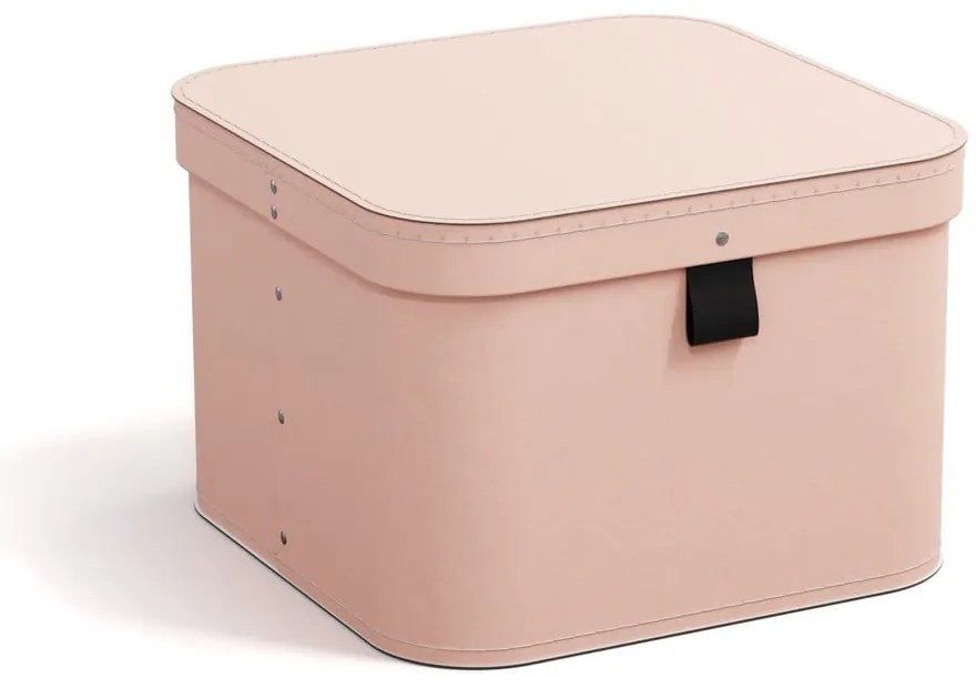 Różowe kartonowe pojemniki zestaw 2 szt. z pokrywką 28,5x28,5x19,5 cm Ludvig Paper Laminate – Bigso