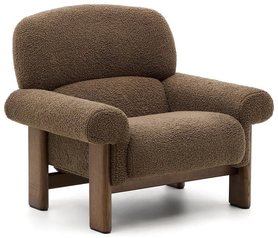 Brązowy fotel z materiału bouclé Nema – Kave Home