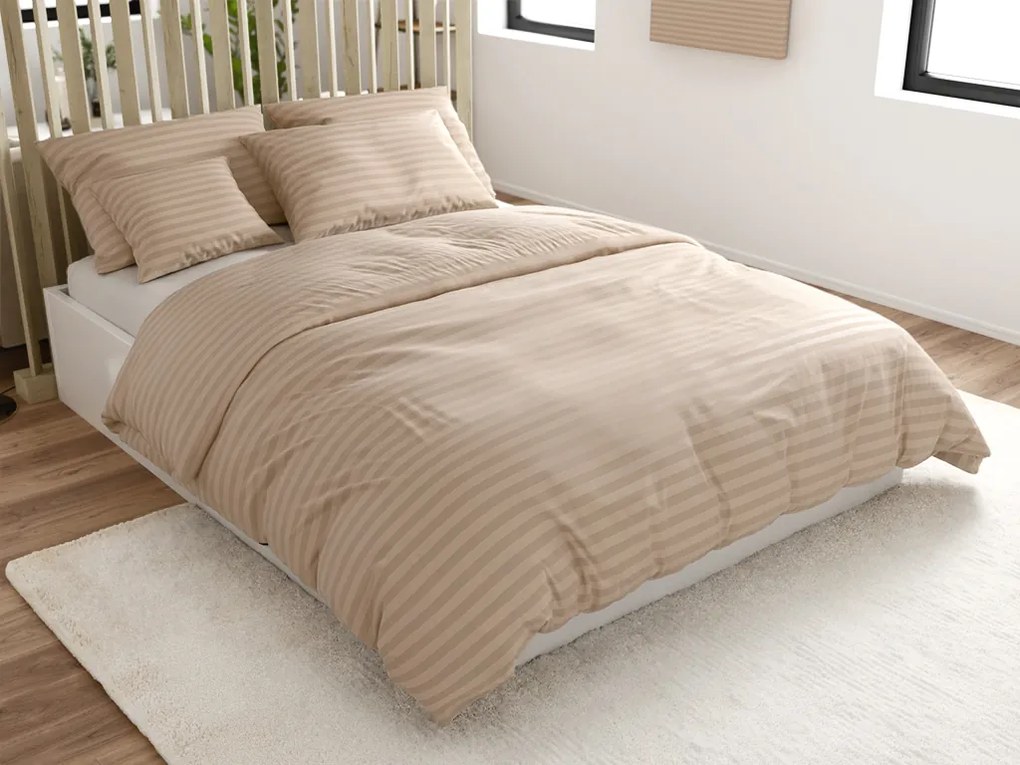 PrzytulneMieszkanie.pl PrzytulneMieszkanie.pl Hotelowa pościel z mikrofibry JASMINE beżowa - pasek 2 cm, kieszeń hotelowa Rozmiar pościeli: 70 x 90 cm | 140 x 220 cm