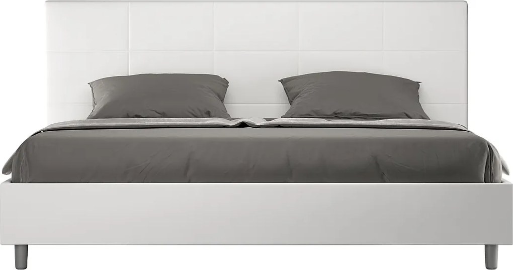 Łóżko bez stelaża tapicerowane 180x210 sztucznej skóry biały Mika